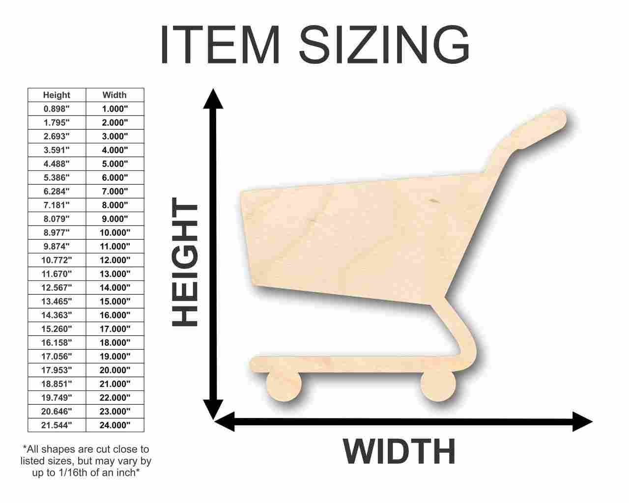 Unfinished Wood Shopping Cart Shape - Craft - up to 46" DIY