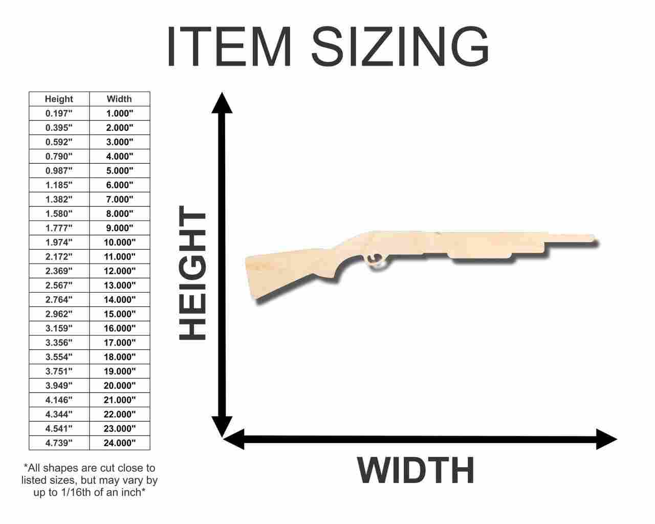 Unfinished Wood Shotgun Shape - Gun - Hunting - Craft - up to 46" DIY