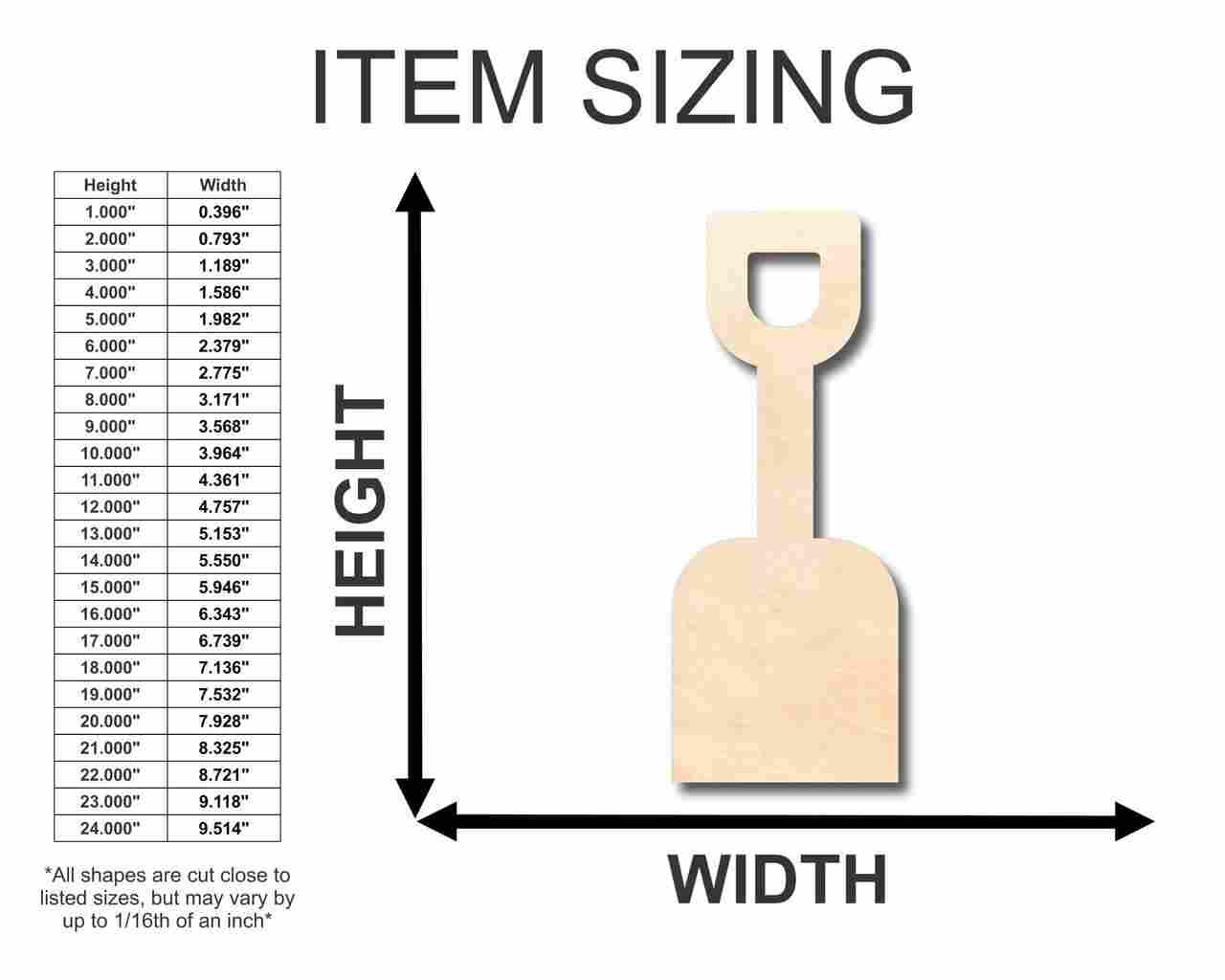 Unfinished Wood Kids Sand Shovel Shape - Ocean - Beach - Nursery - Craft - up to 46" DIY