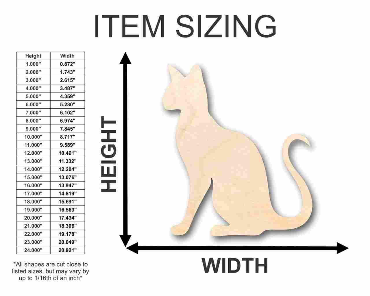 Unfinished Wood Siamese Cat Shape - Animal - Pet - Craft - up to 46" DIY