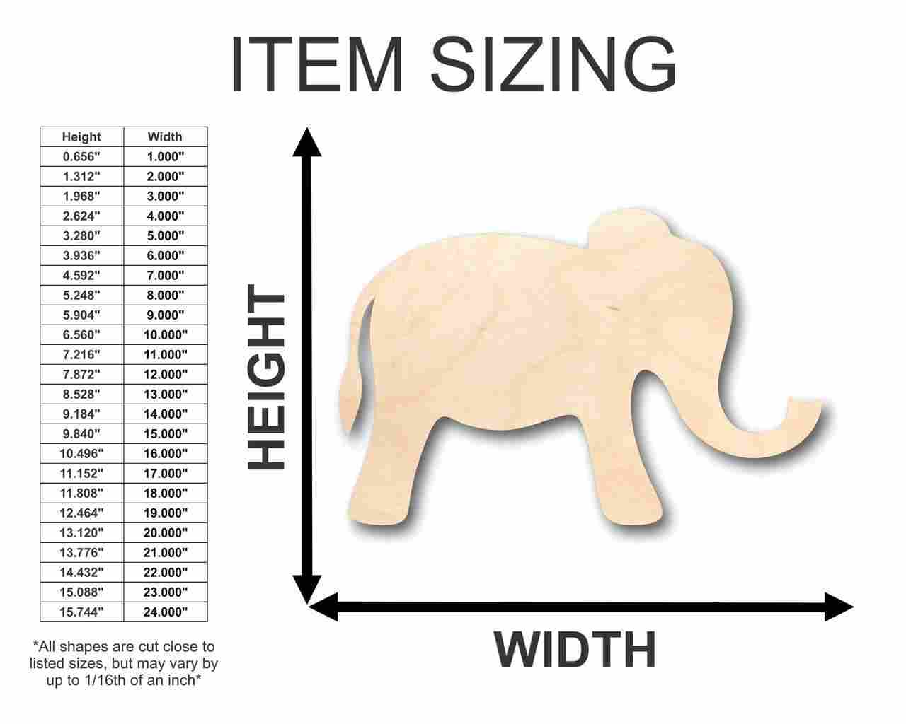Unfinished Wood Simple Elephant Shape - Animal - Wildlife - Craft - up to 46" DIY