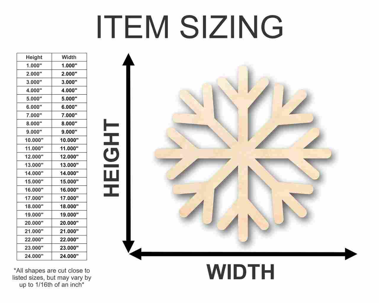 Unfinished Wood Simple Snowflake Shape - Winter Decor - Craft - up to 46" DIY