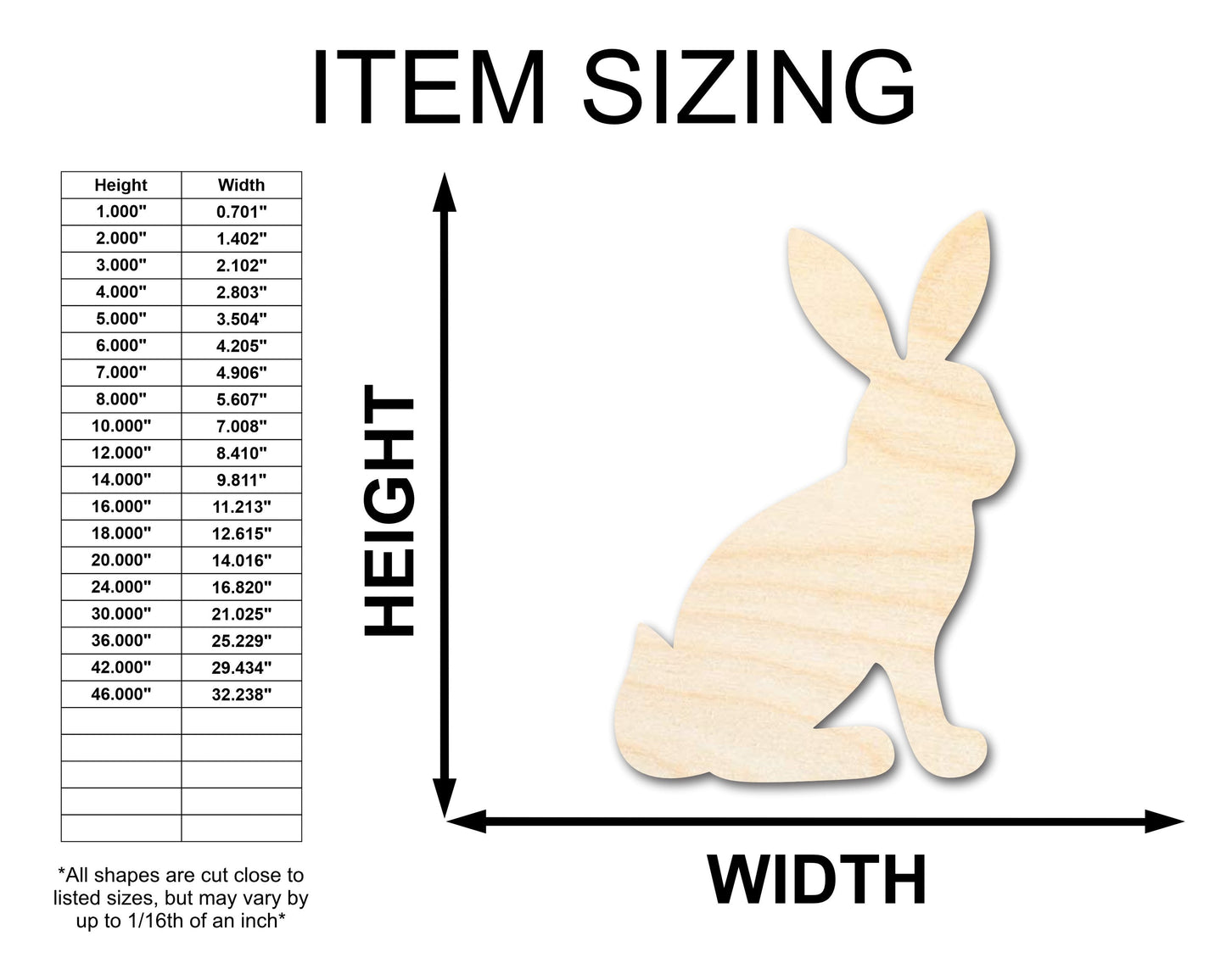 Unfinished Wood Sitting Bunny Shape - Craft - up to 46" DIY