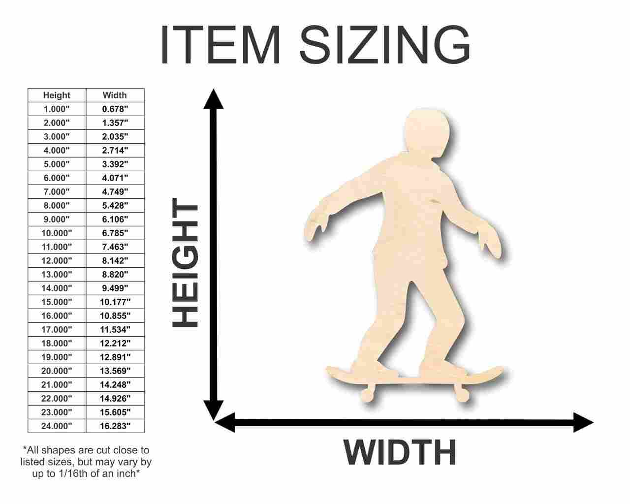 Unfinished Wood Skater Shape - Sports - Craft - up to 46" DIY