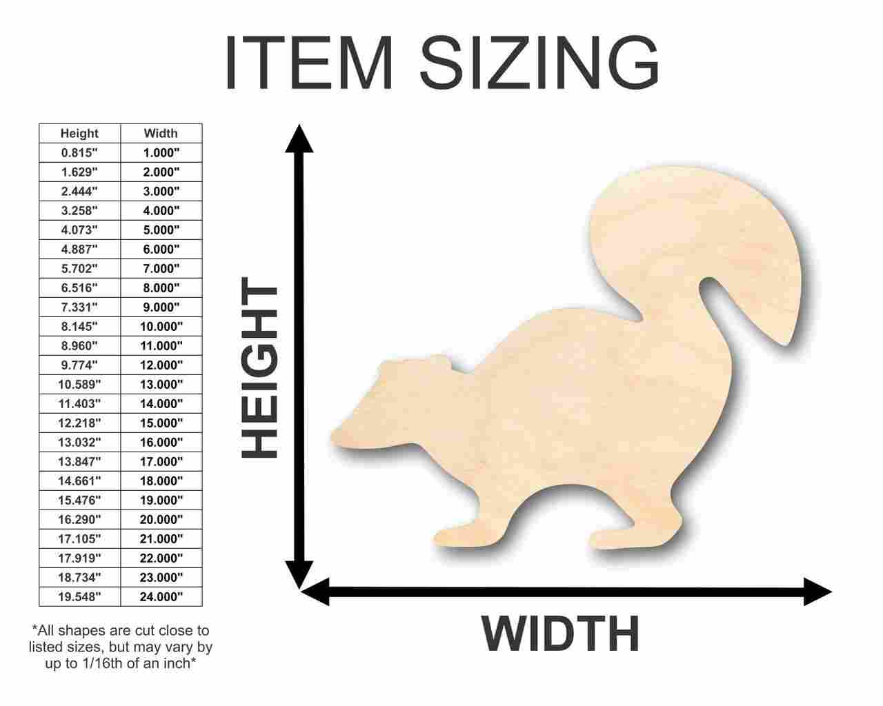 Unfinished Wood Skunk Shape - Animal - Craft - up to 46" DIY