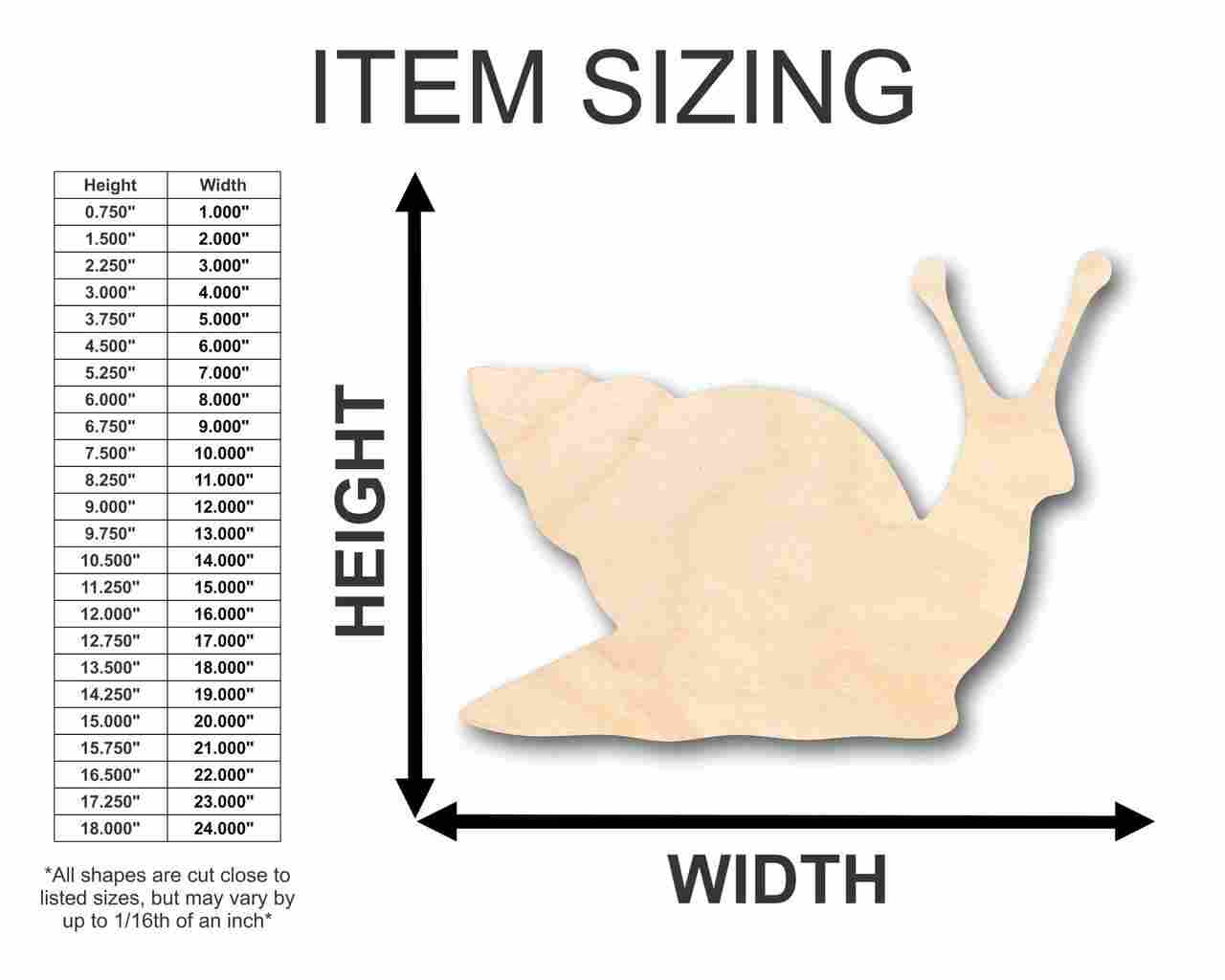 Unfinished Wood Snail Shape - Insect - Animal - Wildlife - Craft - up to 46" DIY