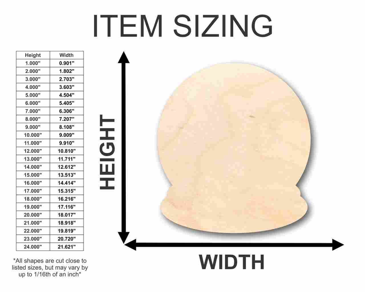 Unfinished Wood Snow Globe Shape - Paint - Winter - Craft - up to 46" DIY