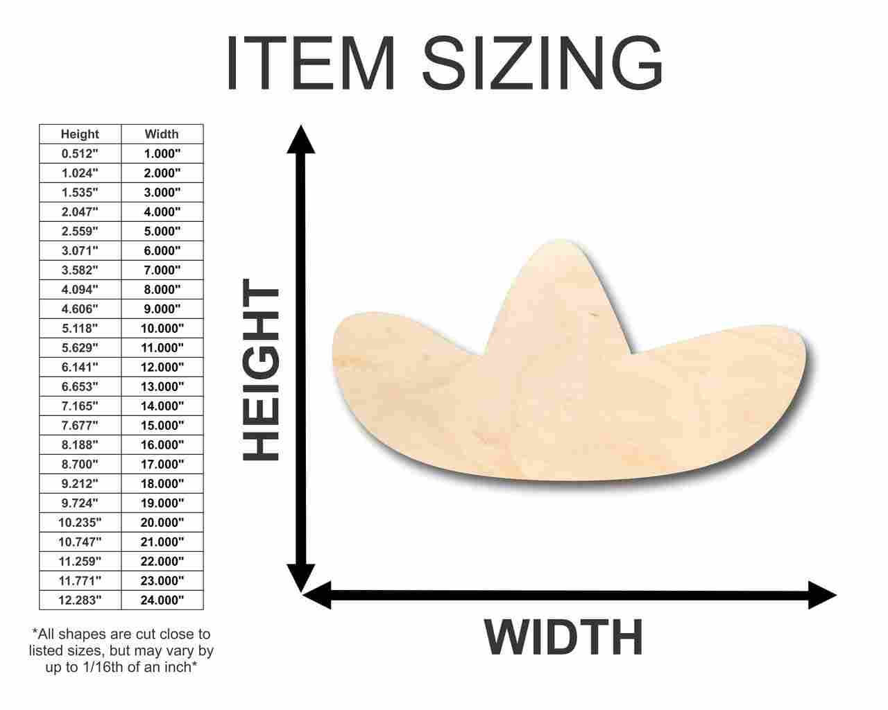 Unfinished Wood Sombrero Shape - Craft - up to 46" DIY