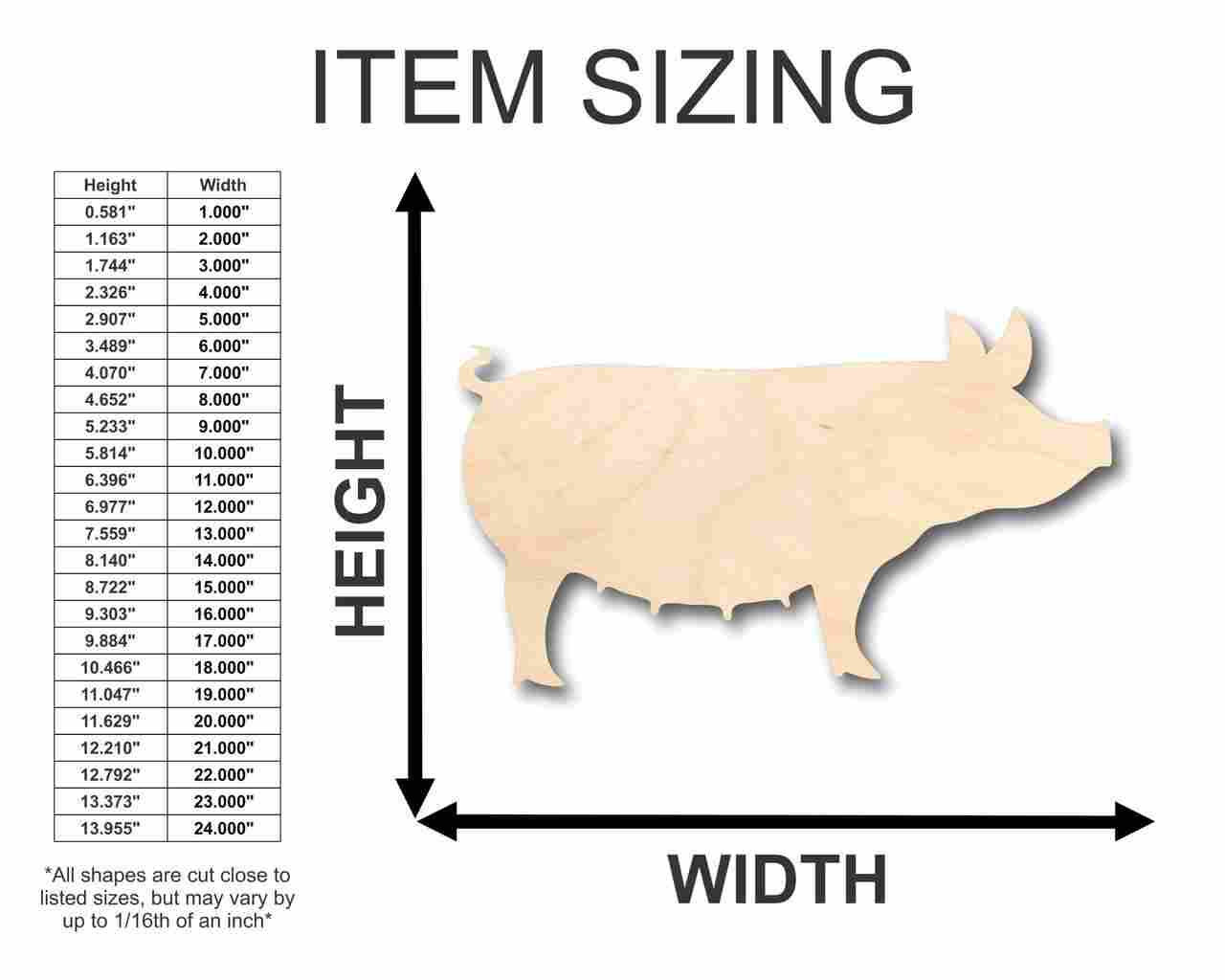 Unfinished Wood Pig Sow Shape - Farm Animal - Craft - up to 46" DIY