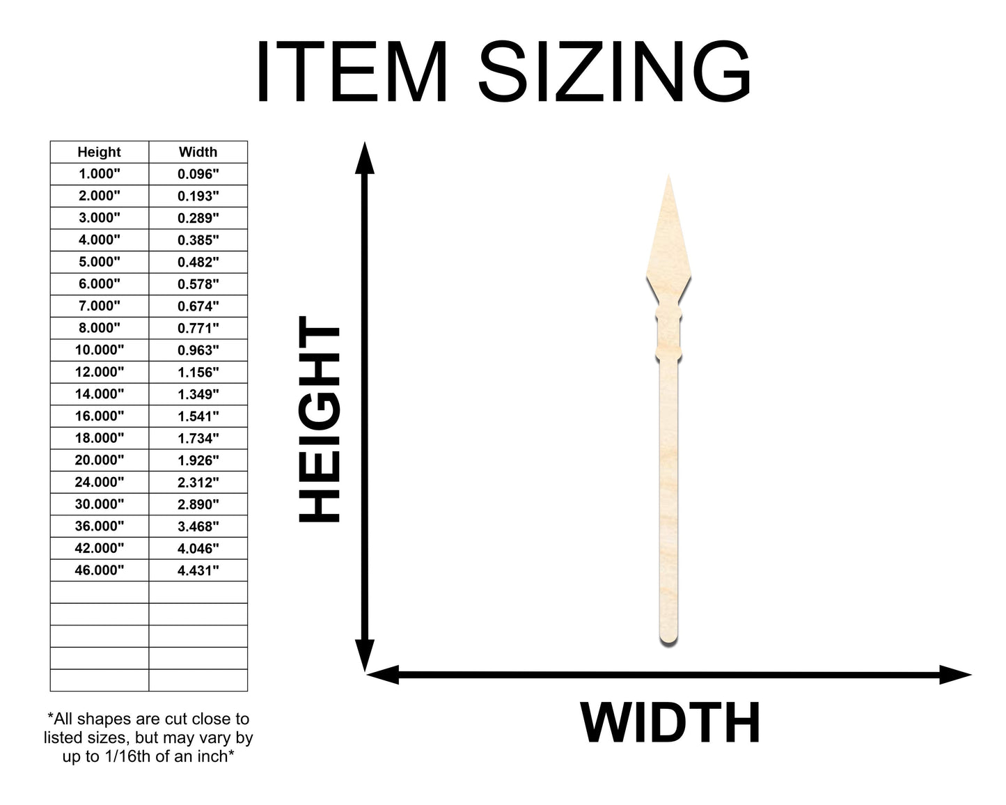 Unfinished Wood Spear Silhouette - up to 46" DIY