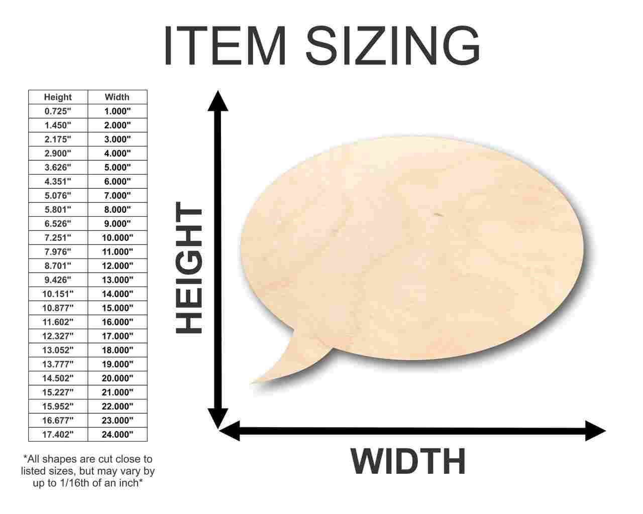 Unfinished Wood Speech Bubble Shape - Craft - up to 46" DIY