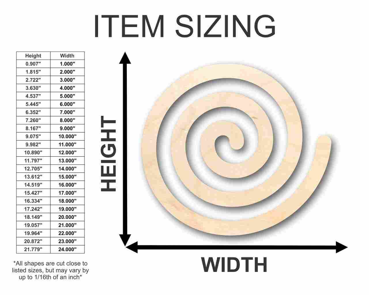 Unfinished Wood Spiral Shape - Craft - up to 46" DIY