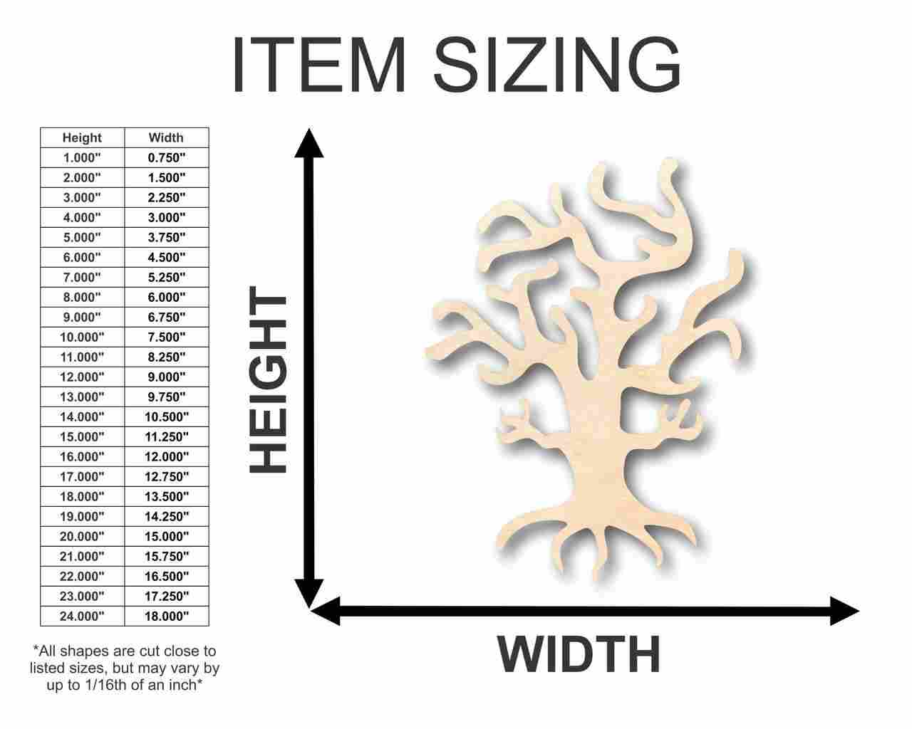 Unfinished Wood Spooky Tree Shape - Halloween - Craft - up to 46" DIY