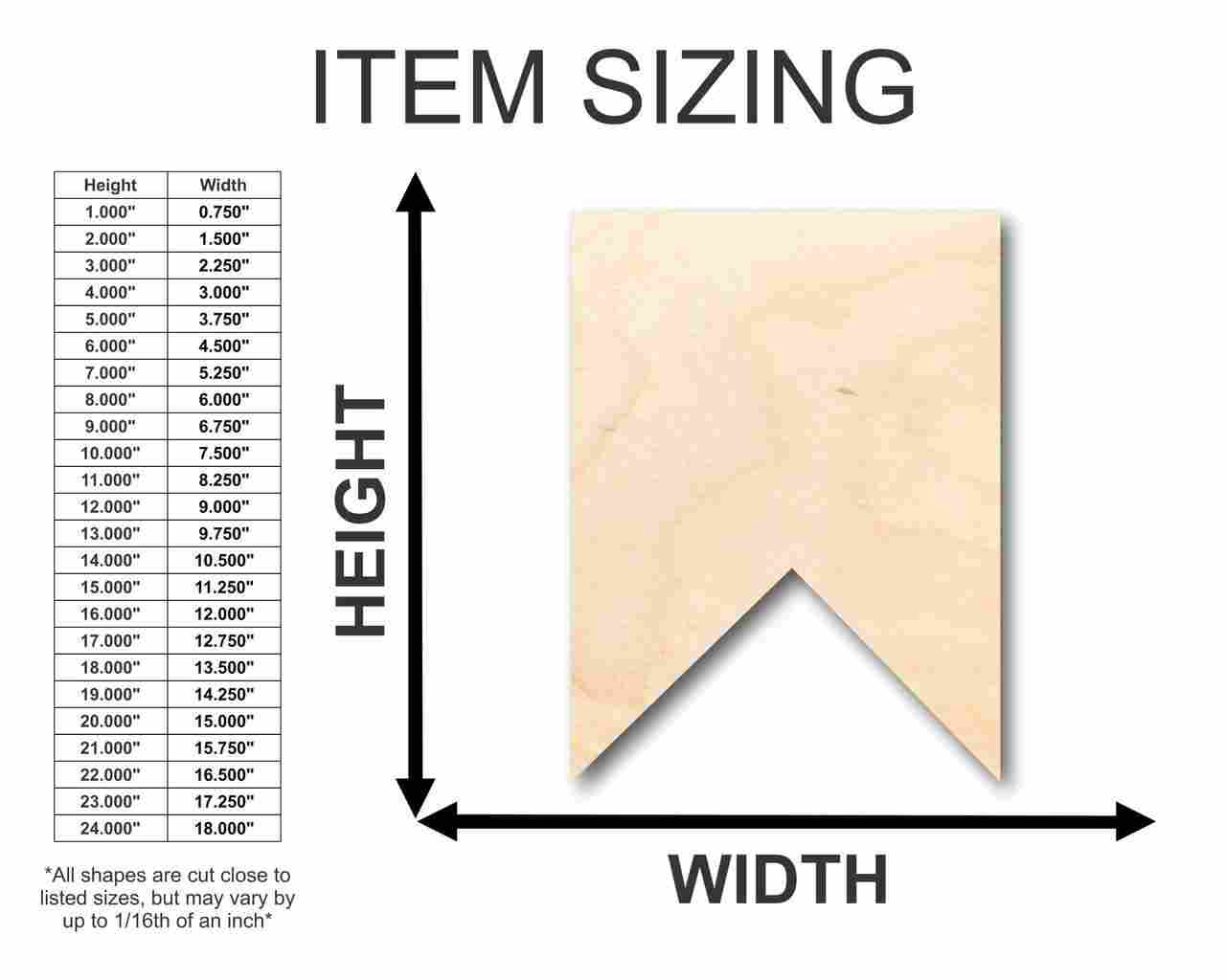 Unfinished Wood Square Bunting Shape - Craft - up to 46" DIY