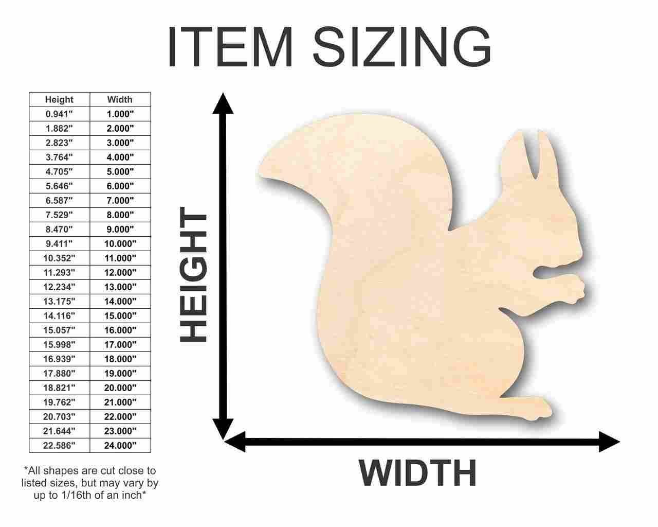 Unfinished Wood Squirrel Shape - Animal - Craft - up to 46" DIY