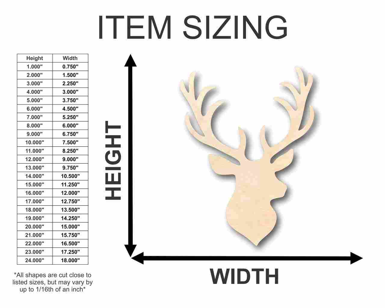 Unfinished Wood Stag Antler Shape - Animal - Craft - up to 46" DIY