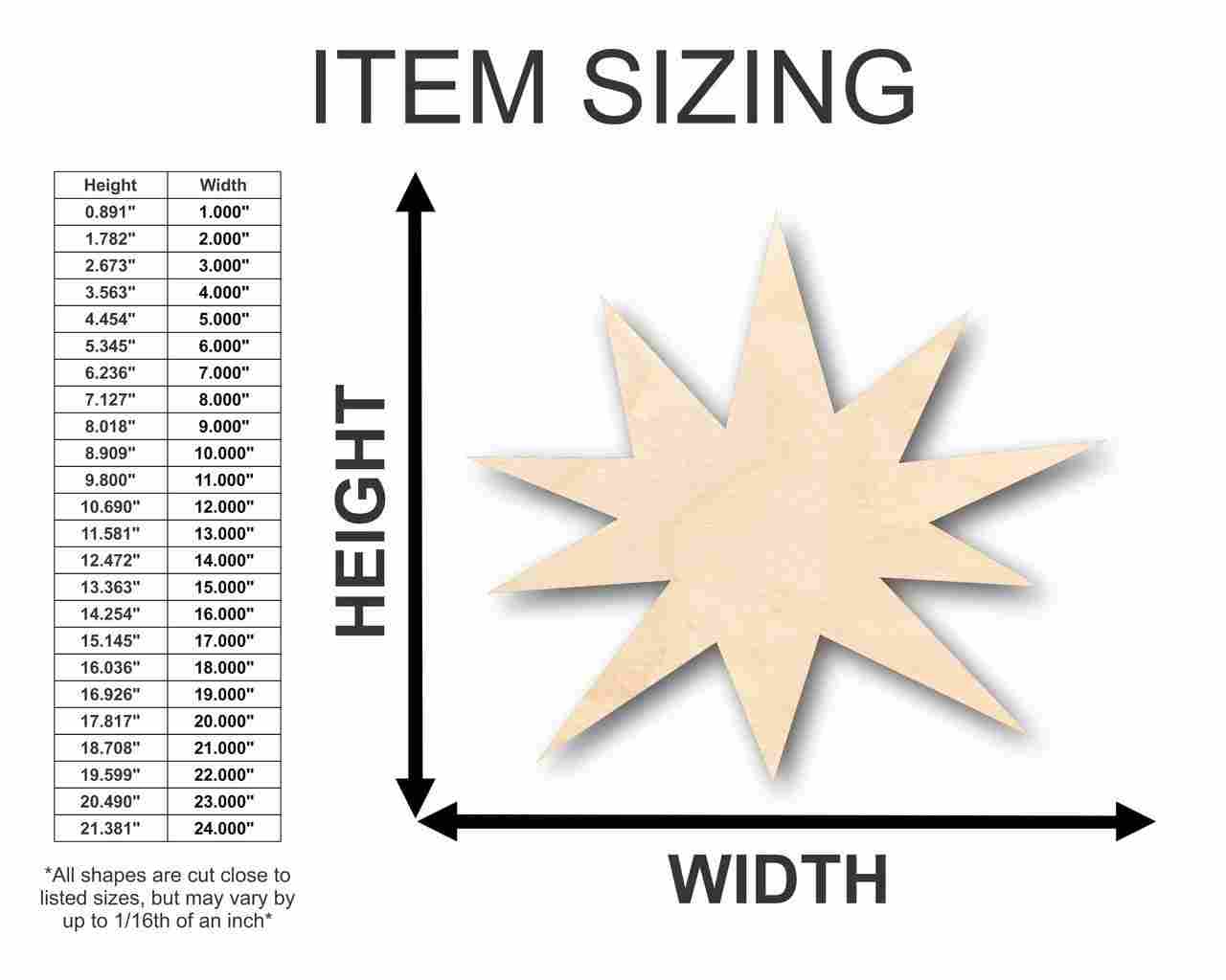 Unfinished Wood Starburst Explosion Shape - Space - Nursery - Craft - up to 46" DIY