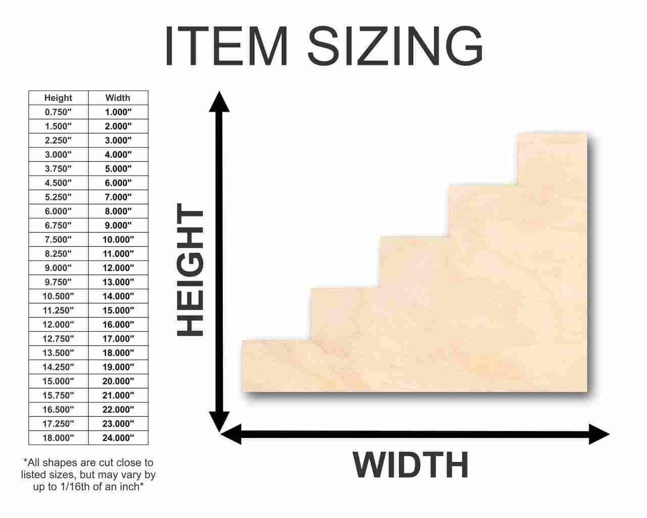 Unfinished Wood Stairs Steps Shape - Craft - up to 46" DIY