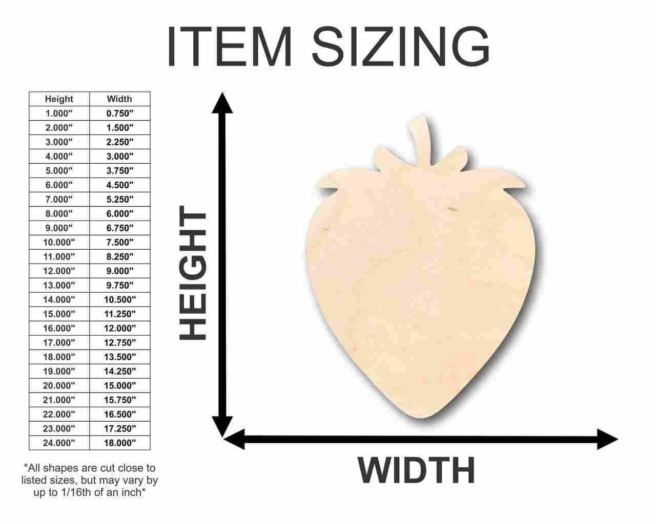 Unfinished Wood Strawberry Shape - Fruit - Craft - up to 46" DIY