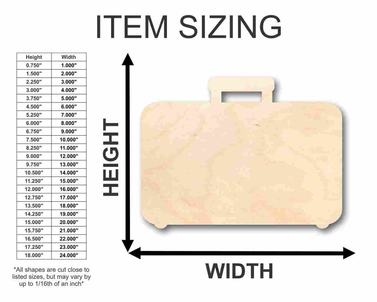 Unfinished Wood Suitcase Shape - Craft - up to 46" DIY