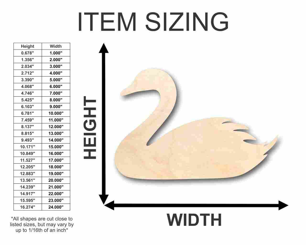 Unfinished Wood Swan Shape - Bird Animal - Craft - up to 46" DIY