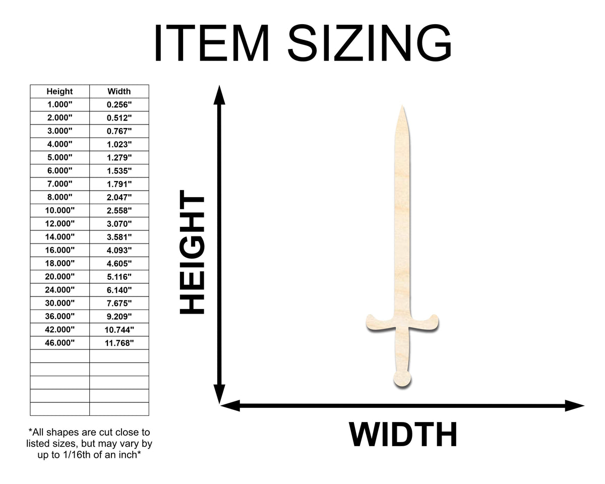 Unfinished Wood Sword Shape - Medieval Craft - up to 46" DIY