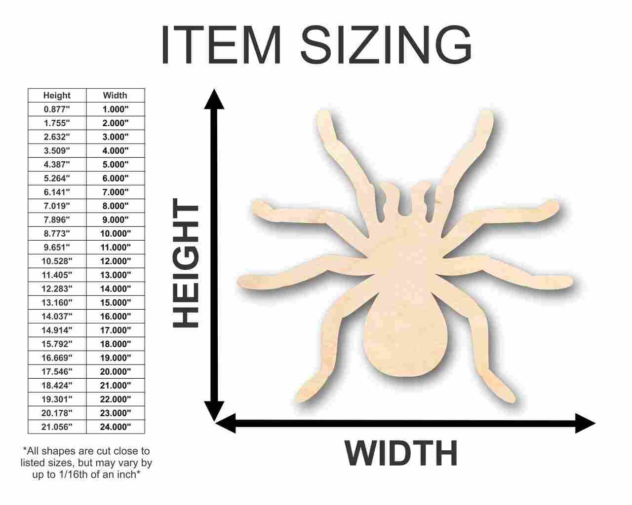 Unfinished Wood Tarantula Shape - Insect - Animal - Wildlife - Craft - up to 46" DIY