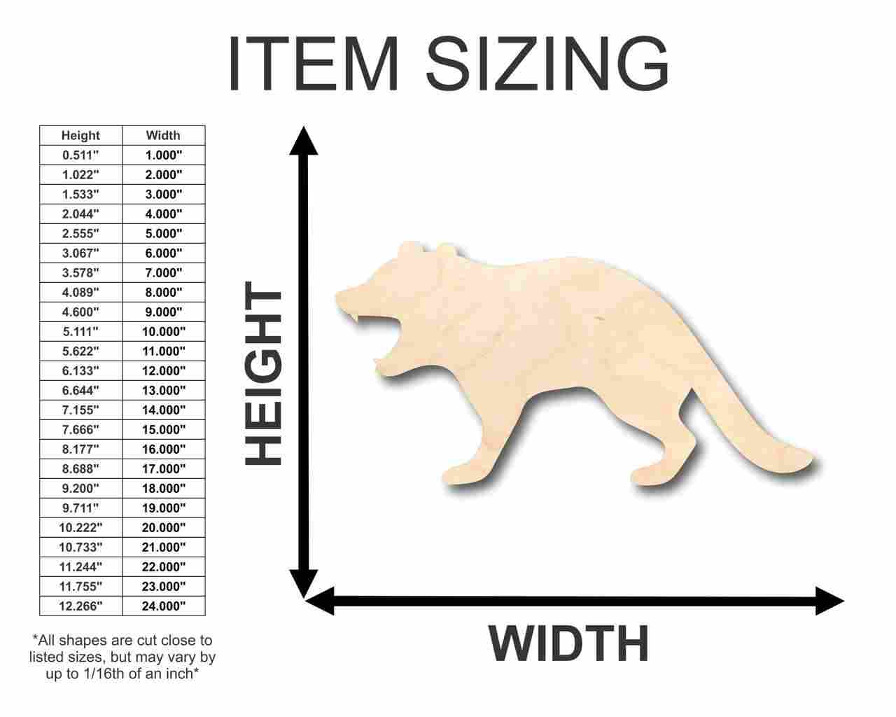 Unfinished Wood Tasmanian Devil Shape - Animal - Craft - up to 46" DIY