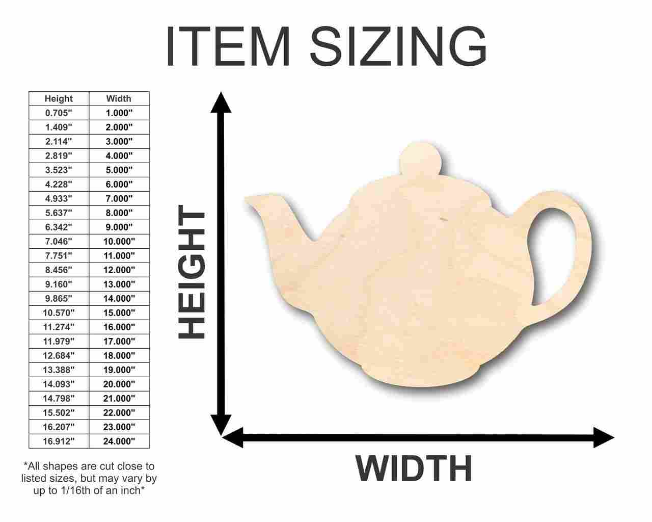 Unfinished Wood Teapot Shape - Kitchen - Craft - up to 46" DIY
