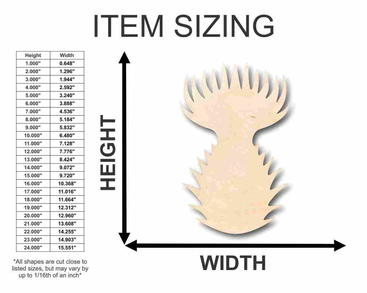 Unfinished Wood Thistle Shape - Spring - Flower - Craft - up to 46" DIY