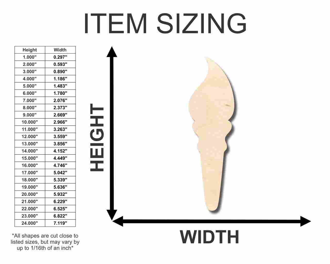 Unfinished Wood Torch Shape - Olympics - Craft - up to 46" DIY