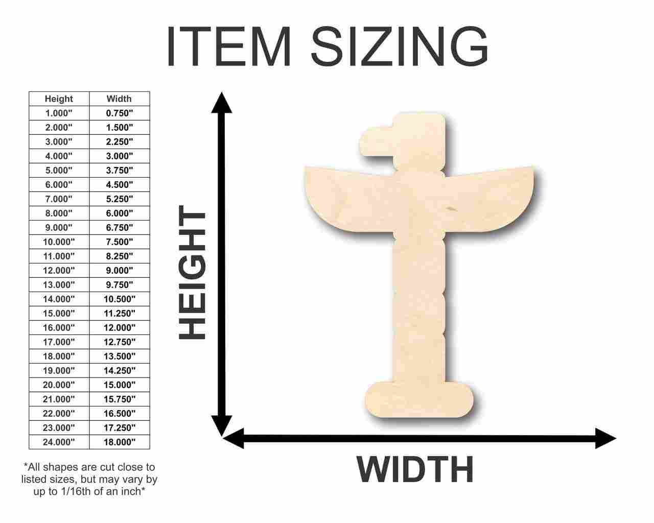 Unfinished Wood Totem Pole Shape - Native American - Craft - up to 46" DIY