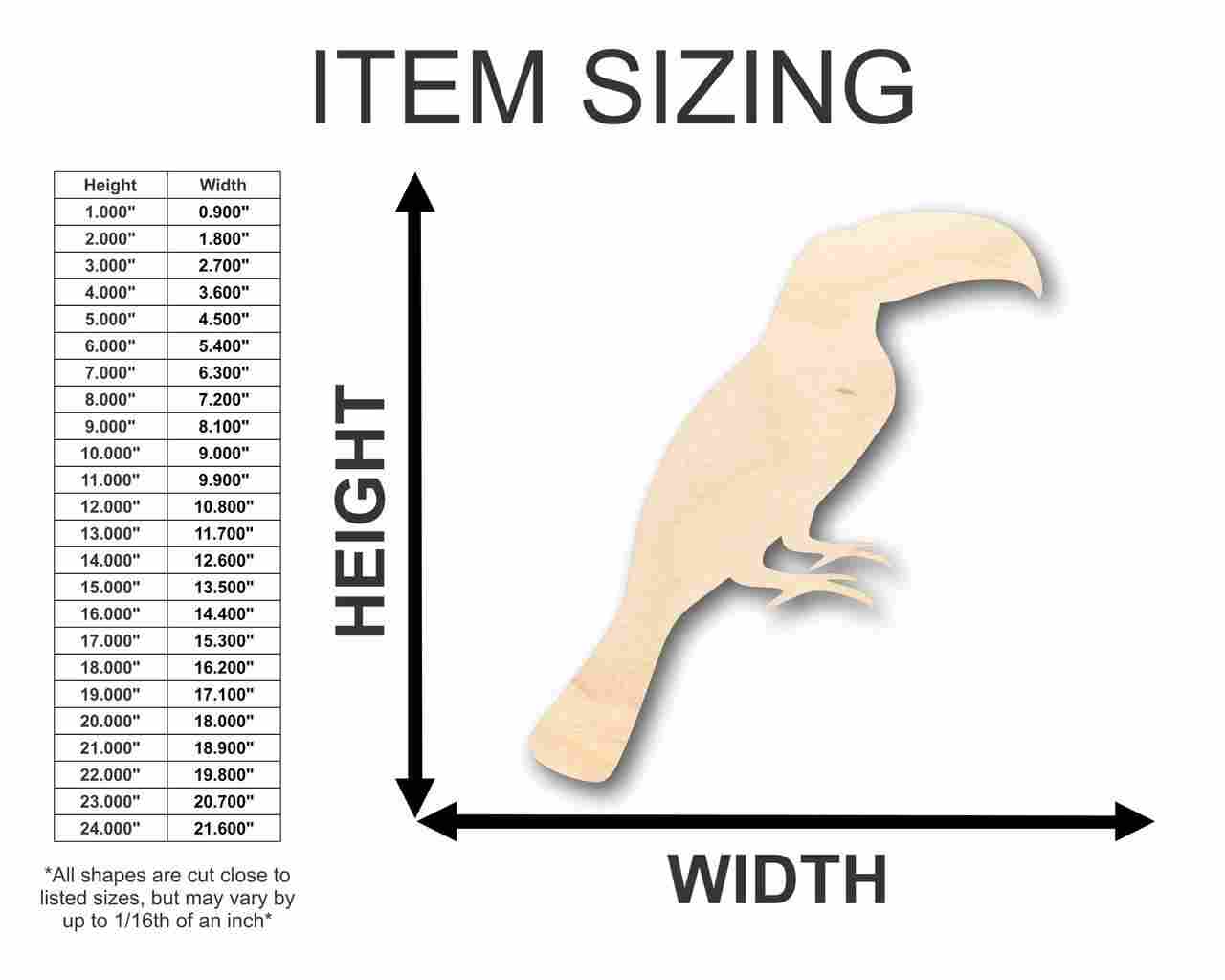 Unfinished Wood Toucan Shape - Animal - Wildlife - Pet - Craft - up to 46" DIY