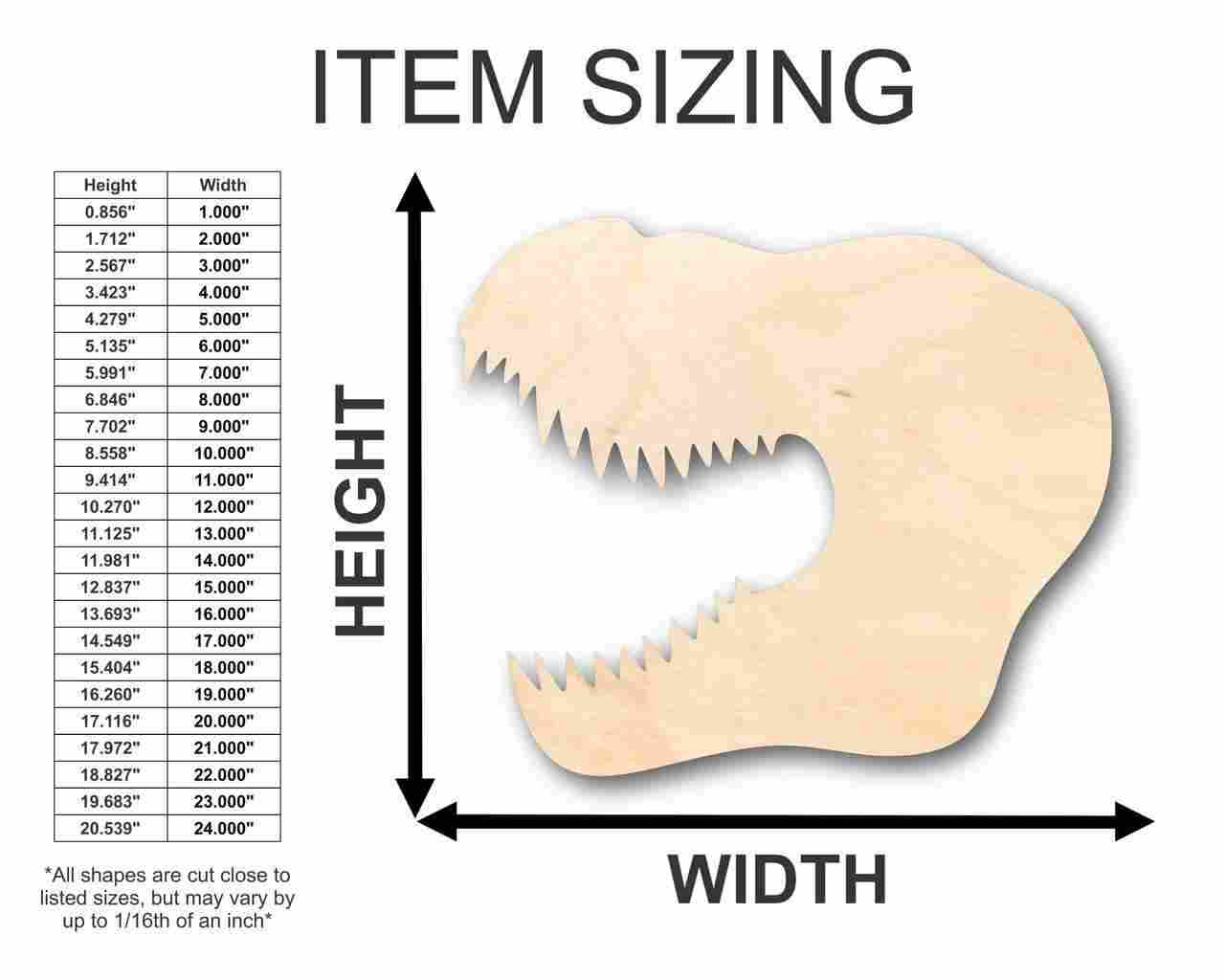 Unfinished Wood T-Rex Head Shape - Jurassic Park - Dinosaur - Craft - up to 46" DIY