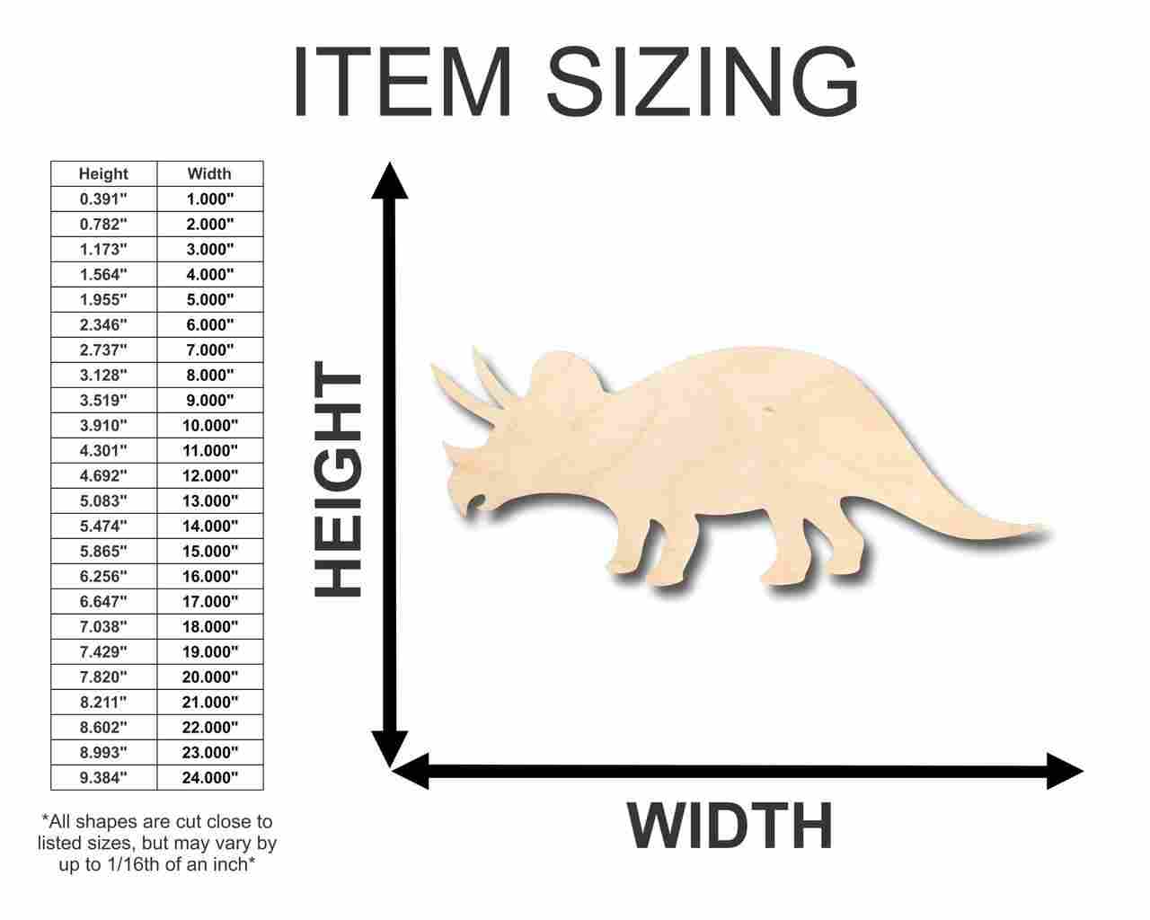 Unfinished Wood Triceratops Shape - Jurassic Park - Dinosaur - Craft - up to 46" DIY