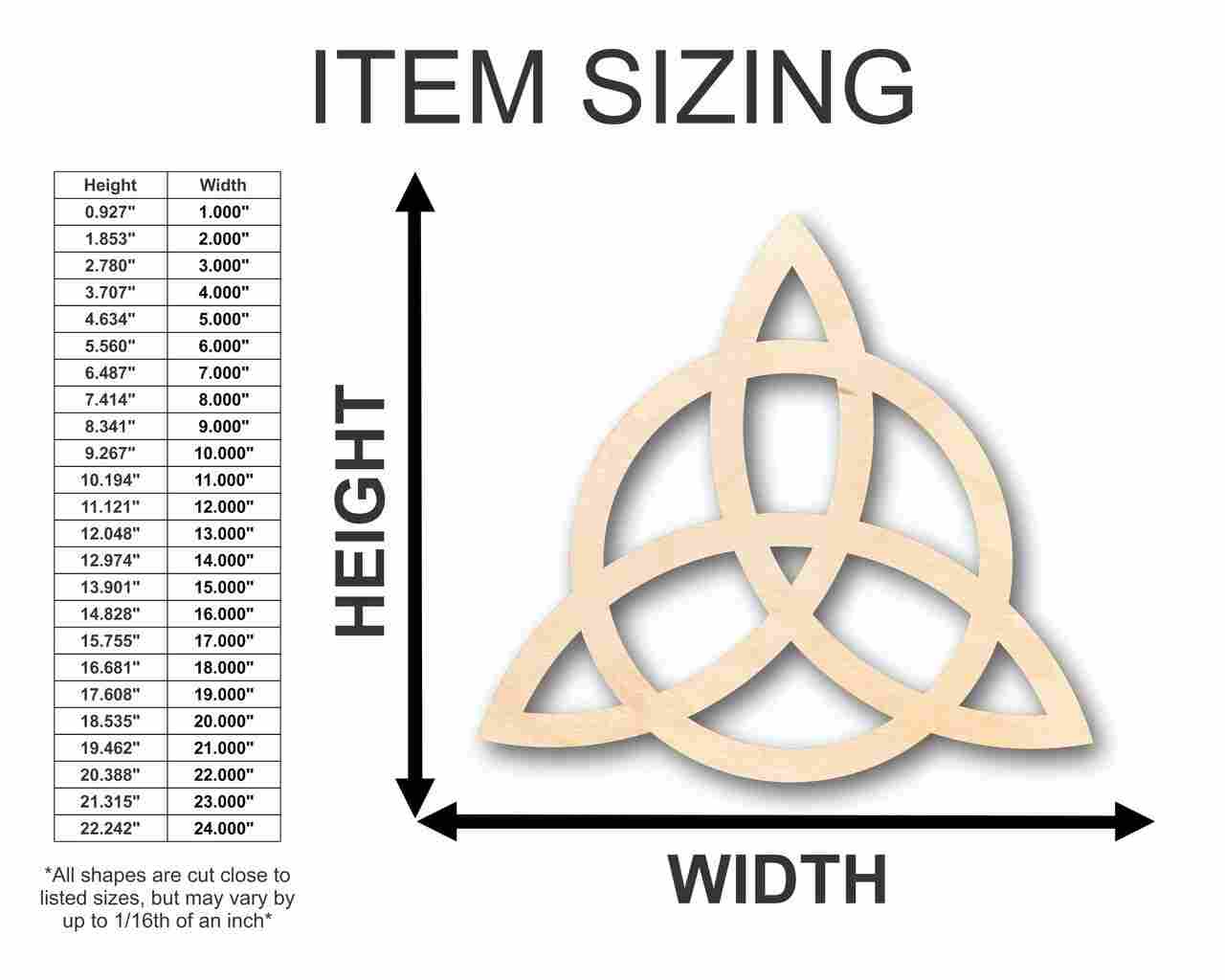 Unfinished Wood Triquetra Shape - Craft - up to 46" DIY