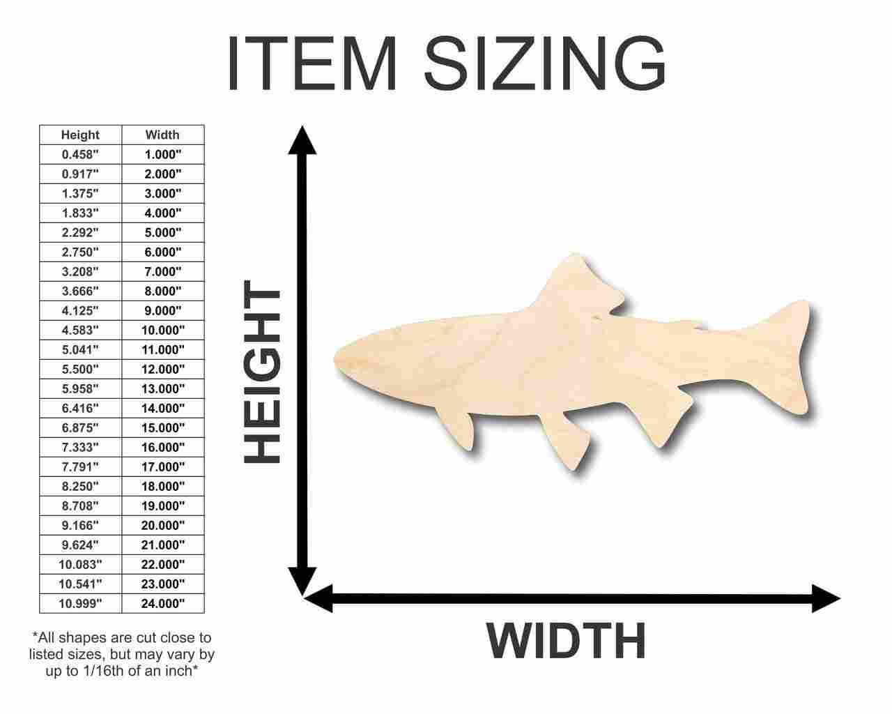 Unfinished Wood Trout Fish Shape - Fishing - Craft - up to 46" DIY