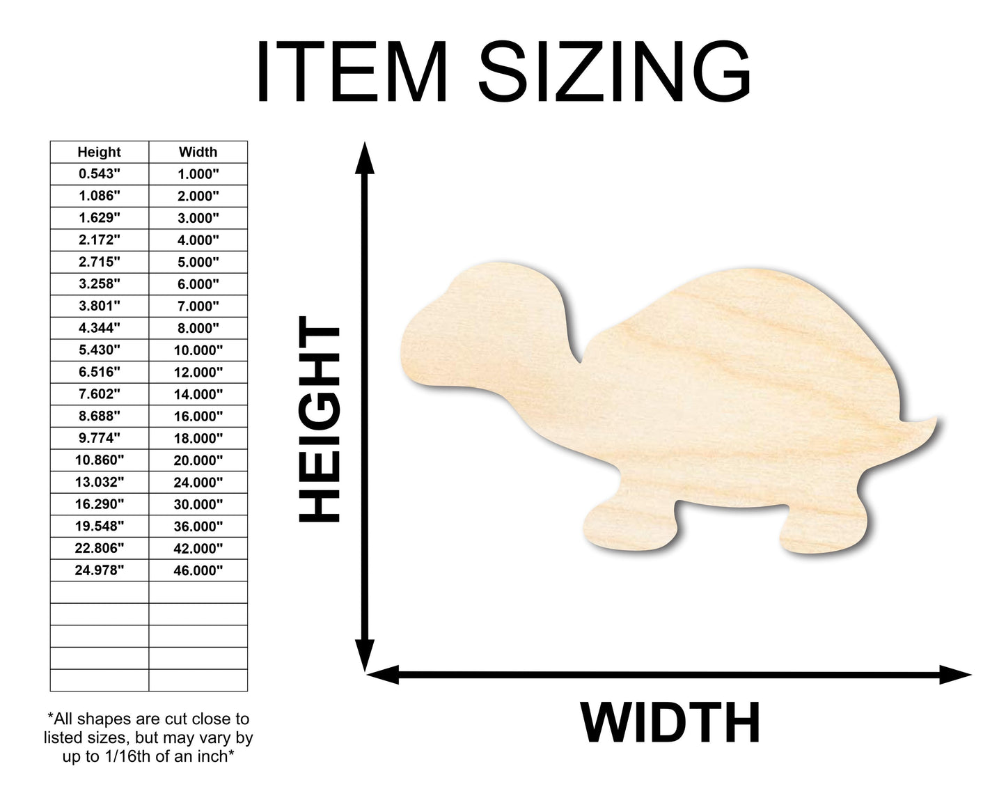 Unfinished Wood Turtle Shape - Craft - up to 46" DIY