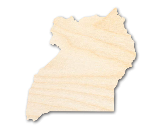 Unfinished Wood Uganda Country Shape - East Africa Craft - up to 46" DIY