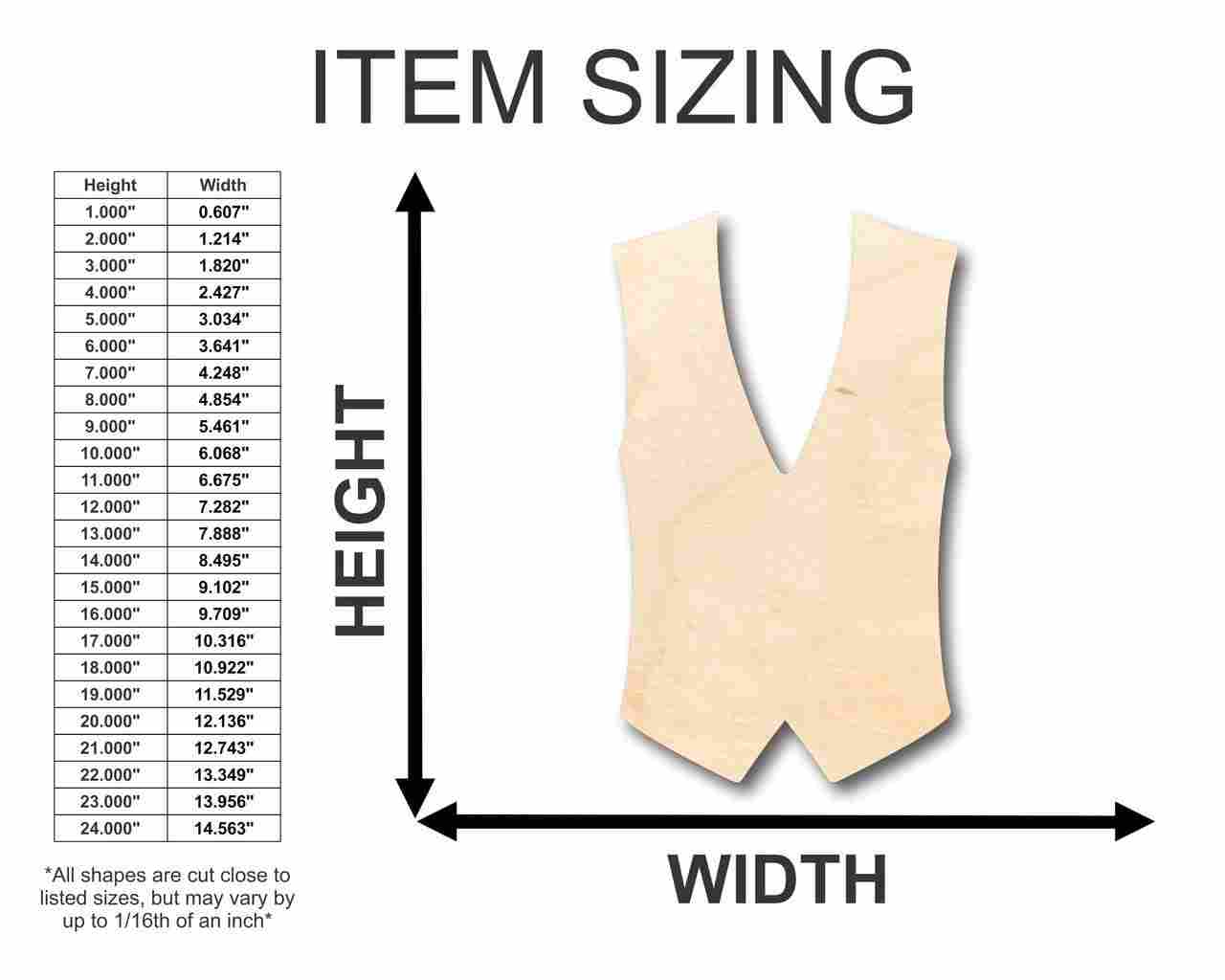 Unfinished Wood Vest Shape - Groomsmen - Craft - up to 46" DIY