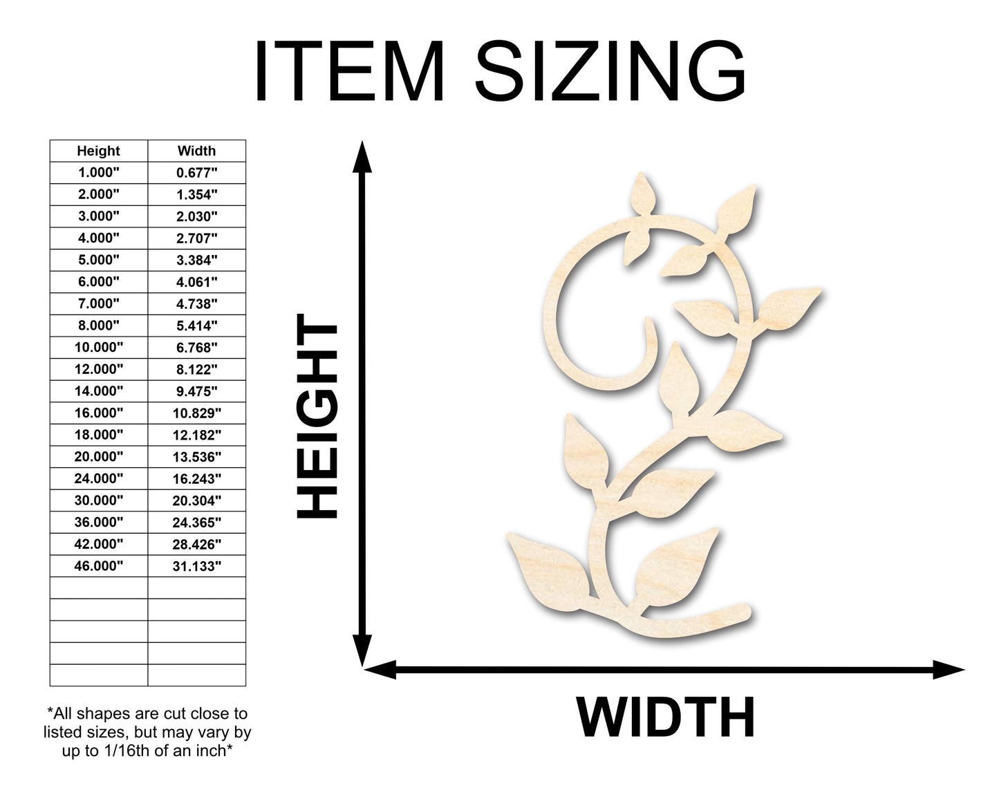 Unfinished Wood Vine Shape - Plant Craft - up to 46" DIY