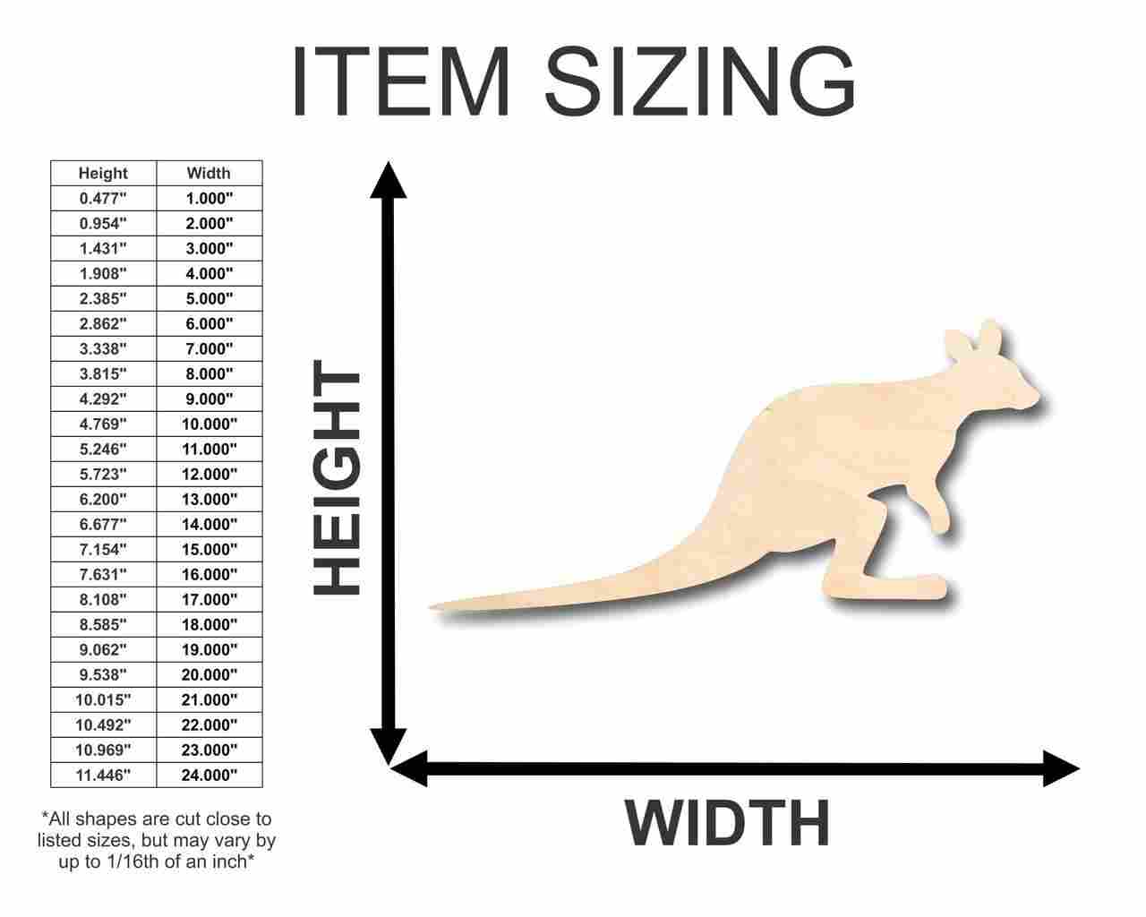 Unfinished Wood Wallaby Shape - Australia - Animal - Craft - up to 46" DIY
