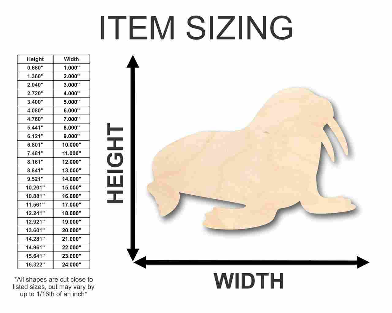 Unfinished Wood Walrus Shape - Ocean - Arctic - Nursery - Craft - up to 46" DIY