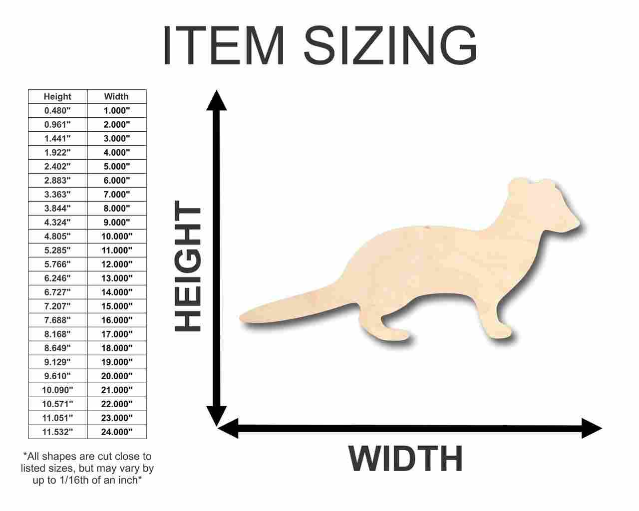 Unfinished Wood Weasel Shape - Animal - Craft - up to 46" DIY