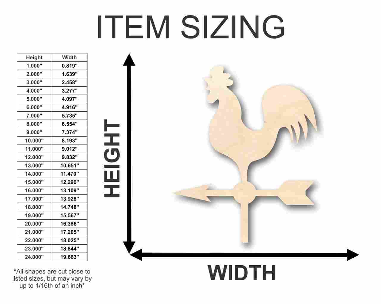 Unfinished Wood Weather Vane Shape - Farm - Garden - Craft - up to 46" DIY