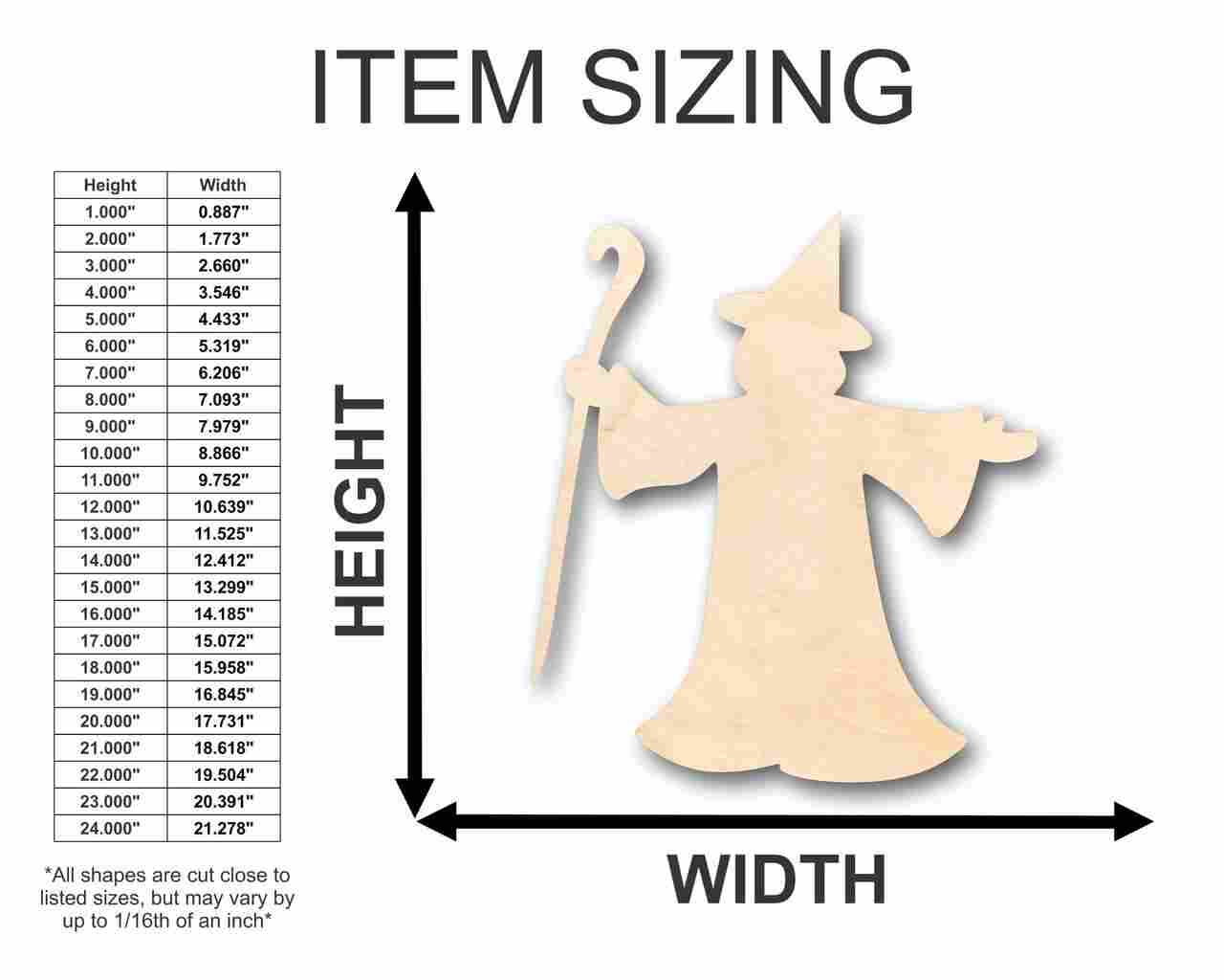 Unfinished Wood Wizard Fantasy Shape - Halloween - Craft - up to 46" DIY