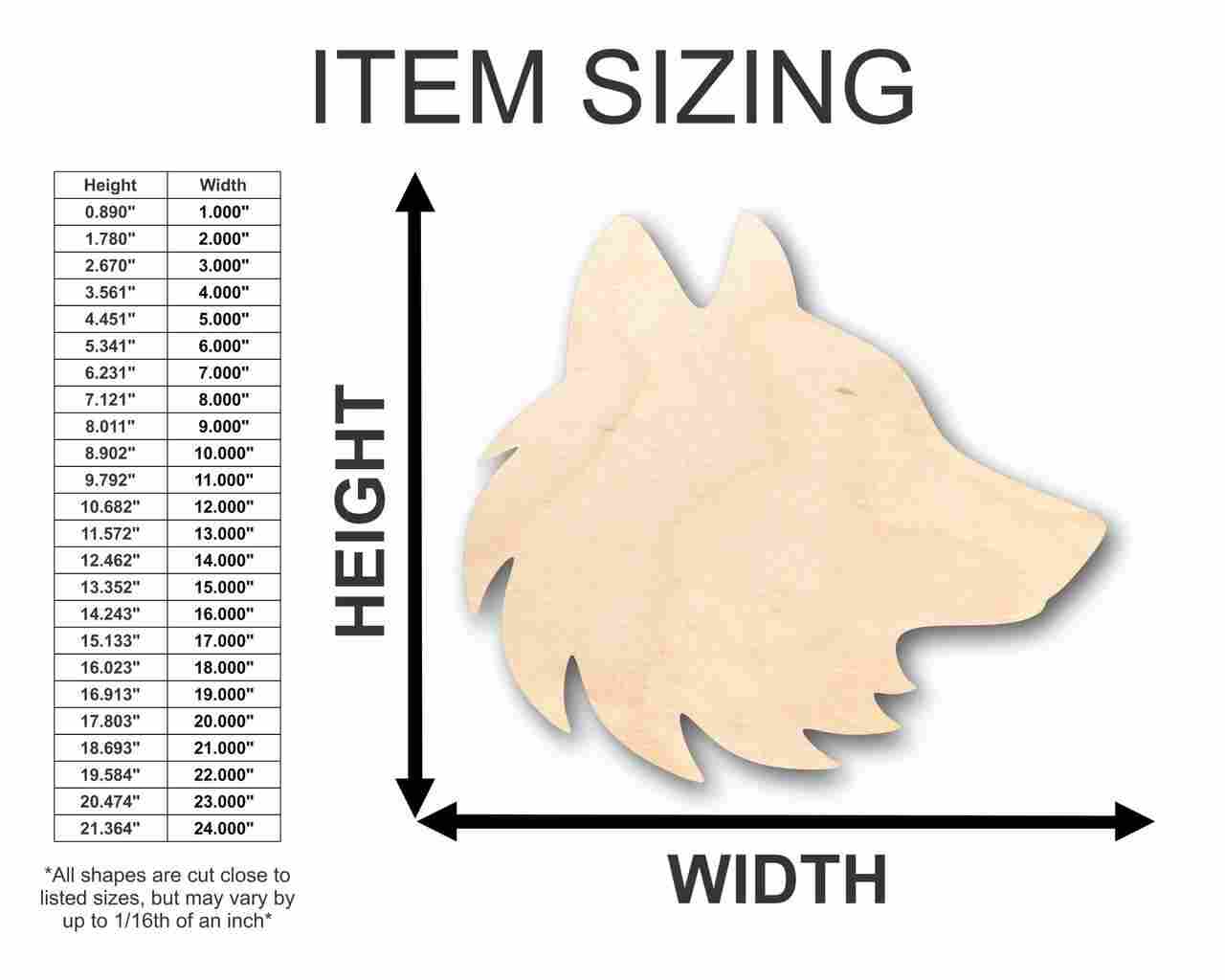 Unfinished Wood Wolf Head Shape - Animal - Wildlife - Craft - up to 46" DIY