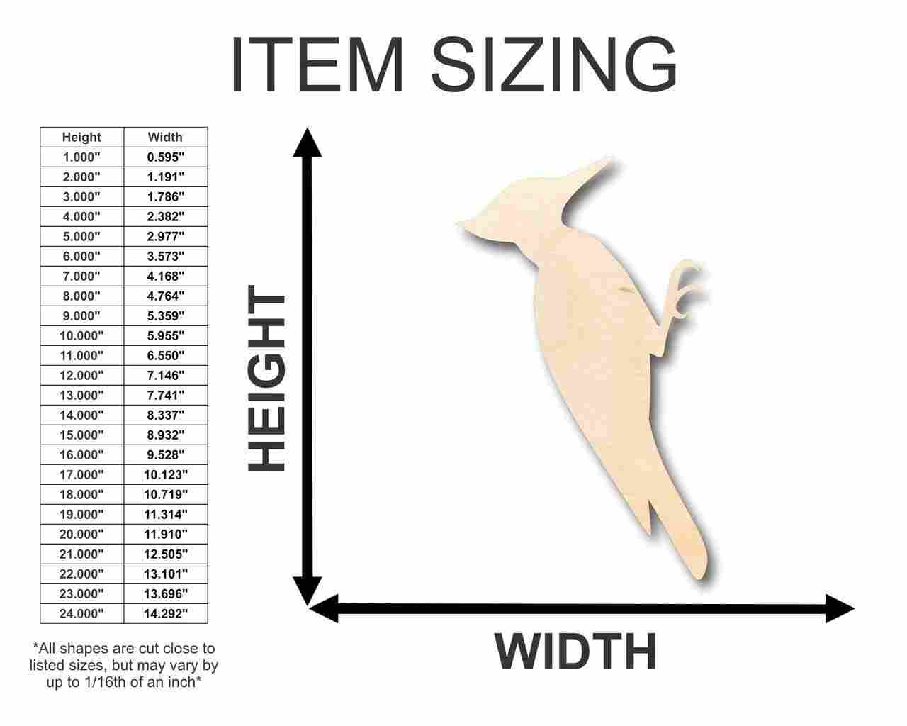 Unfinished Wood Woodpecker Shape - Animal - Wildlife - Craft - up to 46" DIY