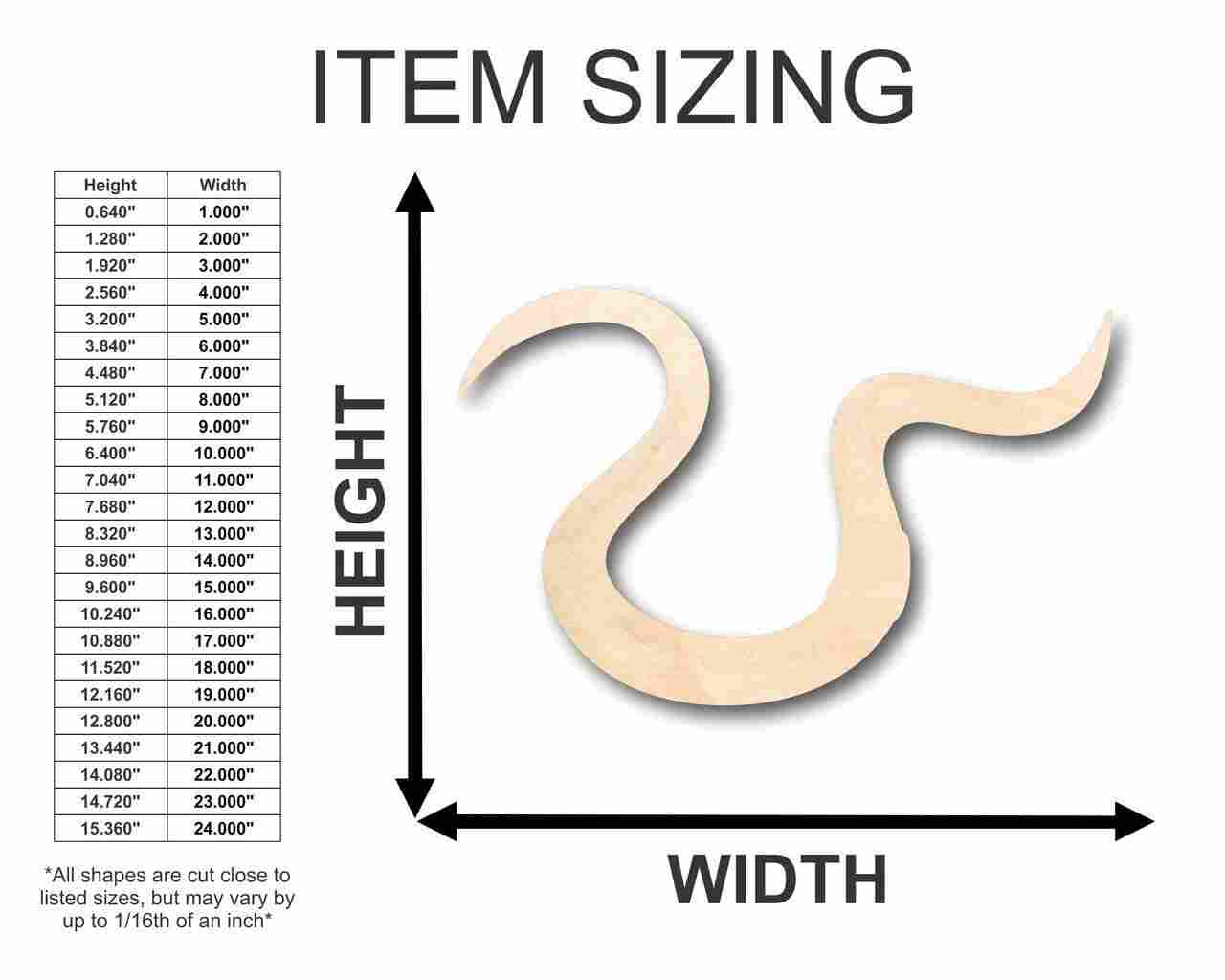 Unfinished Wood Fishing Worm Shape - Craft - up to 46" DIY