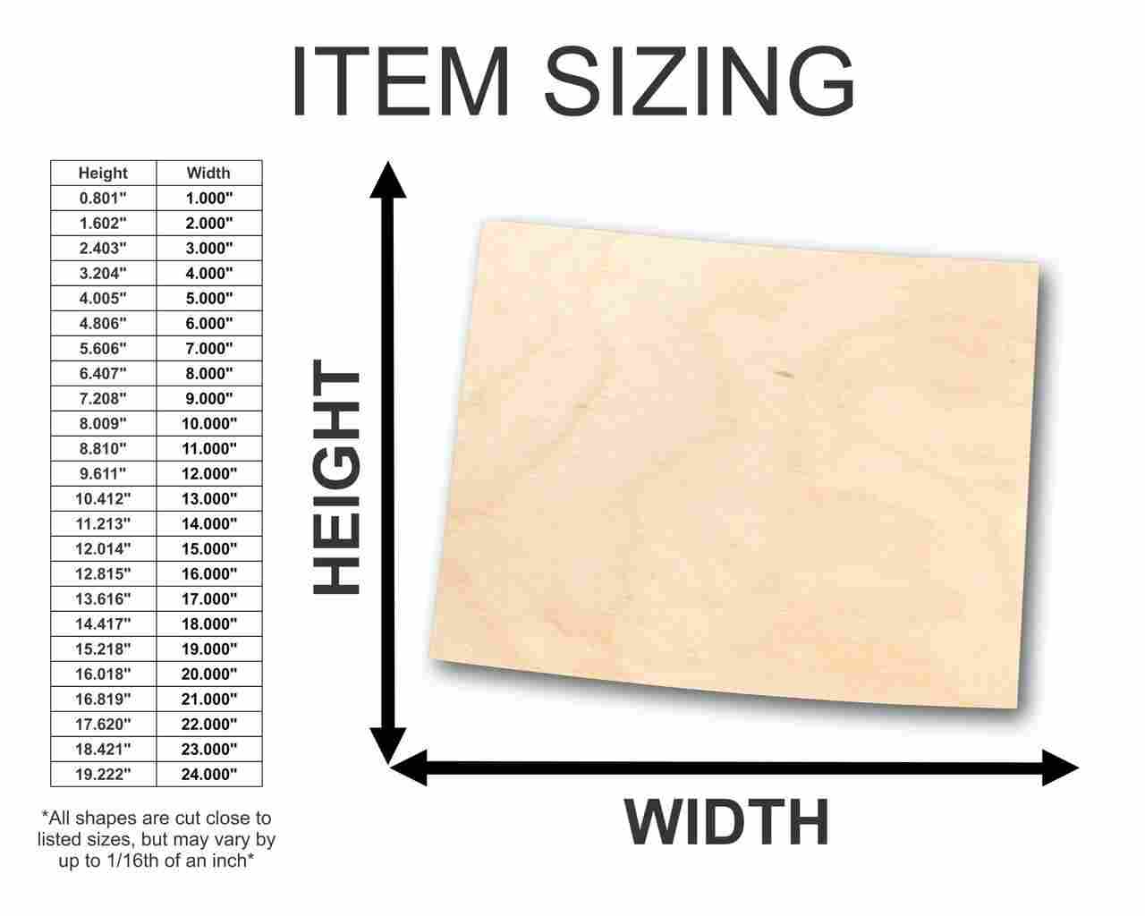 Unfinished Wood Wyoming Shape - State - Craft - up to 46" DIY